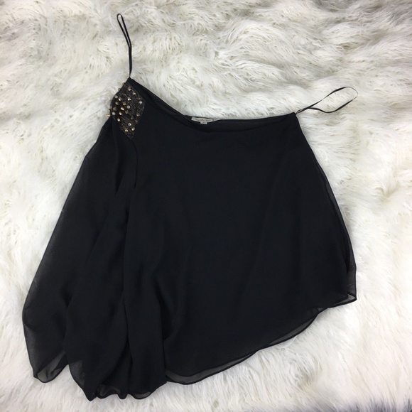 Double Zero Tops - Double Zero Women's Black One Shoulder Blouse S